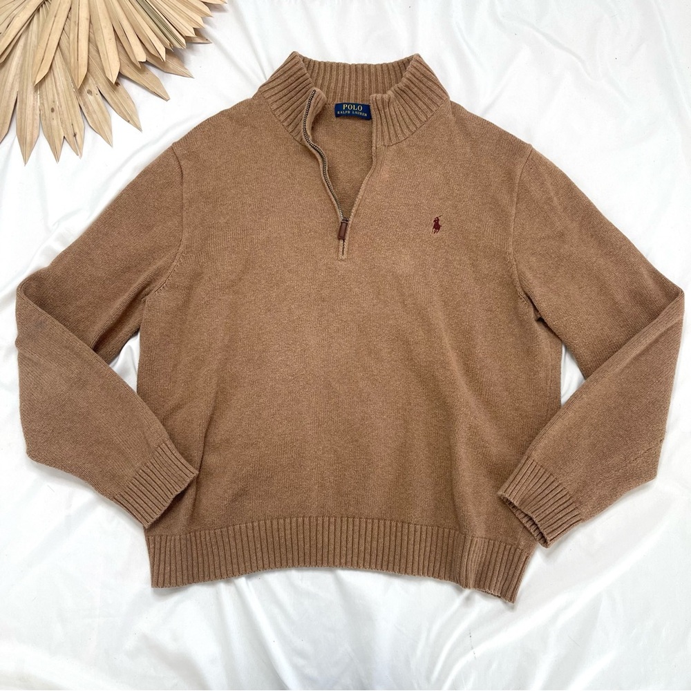 Polo Ralph Lauren Half Quarter Zip Ribbed Knit Pullover Collared Sweater XXL